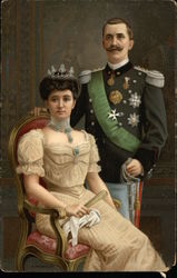 King Victor Emmanuel III anf Queen Margherita of Italy Royalty Postcard Postcard Postcard