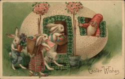 Easter Wishes With Bunnies Postcard Postcard Postcard