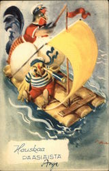 Chickens Sailing on a Raft Postcard