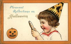 Pleasant Reflections on Halloween Postcard