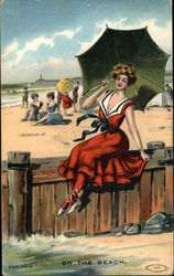 On The Beach Swimsuits & Pinup Postcard Postcard Postcard