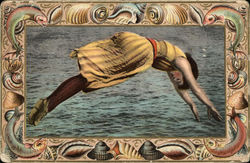 Woman Diving Postcard