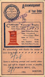 Walworth Mfg. Co. Tools & Supplies for Steam, Water & Gas Users Postcard