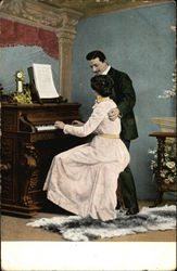 Couple Embracing at Organ Couples Postcard Postcard Postcard