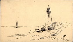 Hand Drawing of Lighthouse, Harwich, Mass. July 11, 1905 Postcard