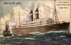 Red Star Line - Triple.Screw "Westernland" 16,500 Tons Postcard