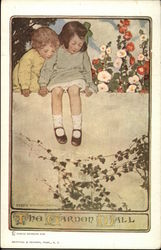 Two Children on the Garden Wall Postcard