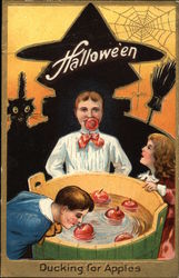 Halloween Bobbing for Apples Postcard