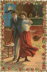 Couple Dancing on Halloween Postcard Postcard Postcard