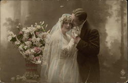 Couple in Wedding Dress Embracing Postcard