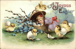 A Joyous Easter With Chicks Postcard Postcard Postcard