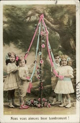 Children Around the May Pole Postcard Postcard Postcard