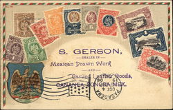 S, Gerson, Dealer in Mexican Drawn Work and Carved Leather Goods Mexico Stamp Postcards Postcard Postcard Postcard