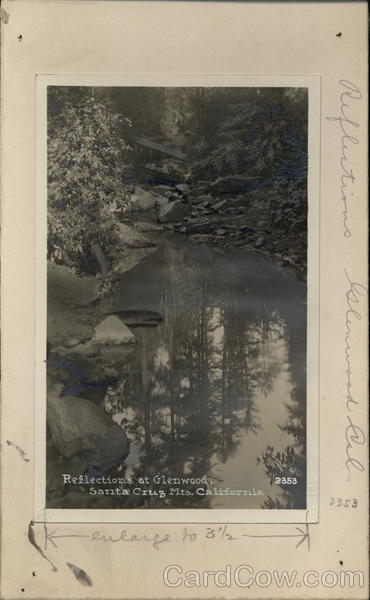 Reflections at Glenwood Rare Original Photograph #2353 Santa Cruz Mountains California