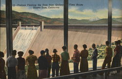 Visitors View the Dam from Gallery, vista House, Shasta Dam Shasta Lake, CA Postcard Postcard Postcard