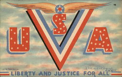 USA Liberty and Justice for All Postcard