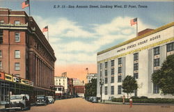 San Antonio Street Looking West El Paso, TX Postcard Postcard Postcard