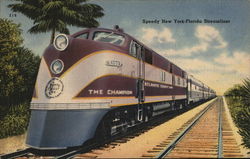 Speedy New York-Florida Streamliner Locomotives Postcard Postcard Postcard