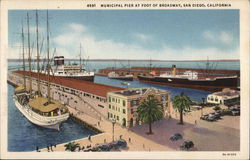 4591 Municipal Pier at Foot of Broadway San Diego, CA Postcard Postcard Postcard