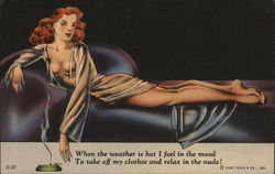 When the Weather is Hot I Feel in the Mood Risque & Nude Postcard Postcard Postcard