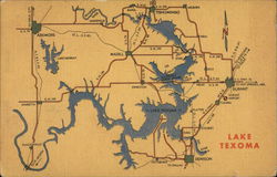 Map of Lake Texoma Maps Postcard Postcard Postcard