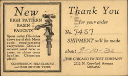 New High Pattern Basin Faucets - The Chicago Faucet Company Postcard