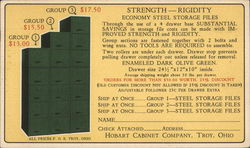 Economy Steel Storage Files - Hobart Cabinet Company, Troy, OH Advertising Postcard Postcard Postcard