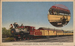 Narrow-Gauge Deadwood Central Train at Chicago Railroad Fair Postcard