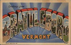 Greetings from Battleboro, Vermont Brattleboro, VT Postcard Postcard Postcard