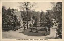 Entrance to Michigan State College Postcard