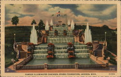 Illuminated Cascades, Sparks Foundation Jackson, MI Postcard Postcard Postcard