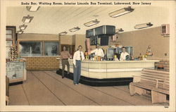 Soda Bar, Waiting Room, Interior Lincoln Bus Terminal Postcard