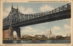 Queensborough Bridge and New York Hospital Postcard