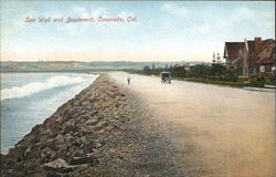 Sea Wall and Boulevard Postcard