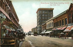 Street Scene, First Street, Looking South San Jose, CA Postcard Postcard Postcard