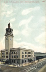 C.M. & St. P. Railway Depot Minneapolis, MN Postcard Postcard Postcard