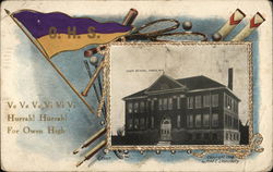 Owen High School - Ve Ve Ve Vi Vi Vi Hurrah Hurrah for Owen High Wisconsin Postcard Postcard Postcard