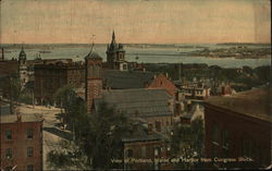 View of Portland and Harbor from Congress Block Postcard