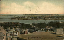 Bird's Eye View Showing So. Portland and Cushings Island Postcard