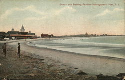 Beach and Bathing Pavilion Narragansett Pier, RI Postcard Postcard Postcard