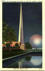 Trylon And Perisphere Reflected In Glow Of Indirect Lighting Postcard