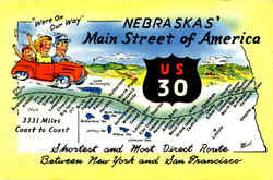 Nebraskas' Main Street Of America Postcard