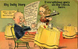 My Daily Diary - Everything goes on the check Comic, Funny Postcard Postcard