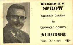 Richard H. F. Sprow Crawford County Auditor Postcard