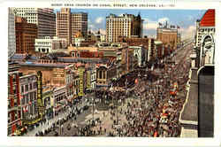 Mardi Gras Crowds On Canal Street New Orleans, LA Postcard Postcard