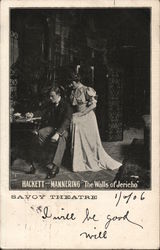 Hackett and Mannering in 'The Walls of Jericho' - Savoy Theatre Actors Postcard Postcard Postcard