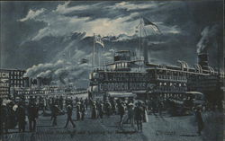 Excursion Steamer and Landing by Moonlight Postcard