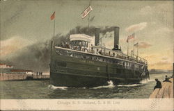 S.S. Holland, G.& M. Line, Chihcago Postcard