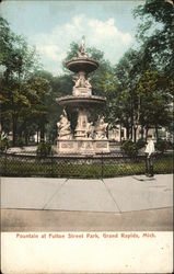 Fountain at Fulton Street Park Grand Rapids, MI Postcard Postcard Postcard