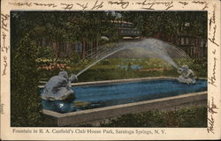 Fountain in R.A. Canfield's Club House Park Postcard